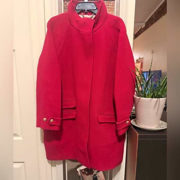 J. Crew Bold Scarlet Pea Coat - Picture 1 of 6